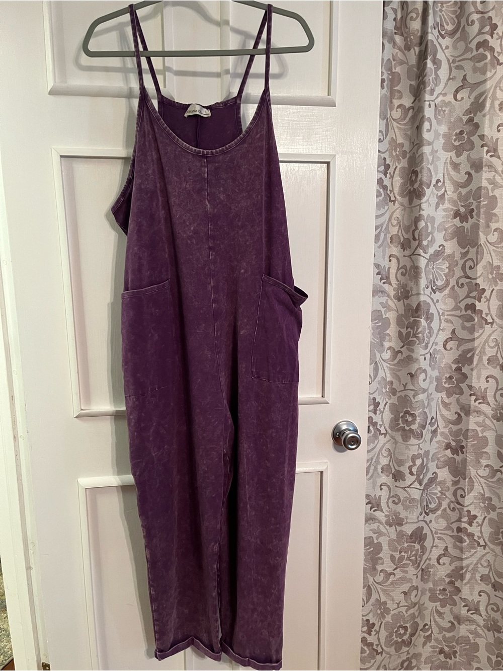 Zenana Acid-Washed Washed Plum Purple Jumpsuit Size L/XL